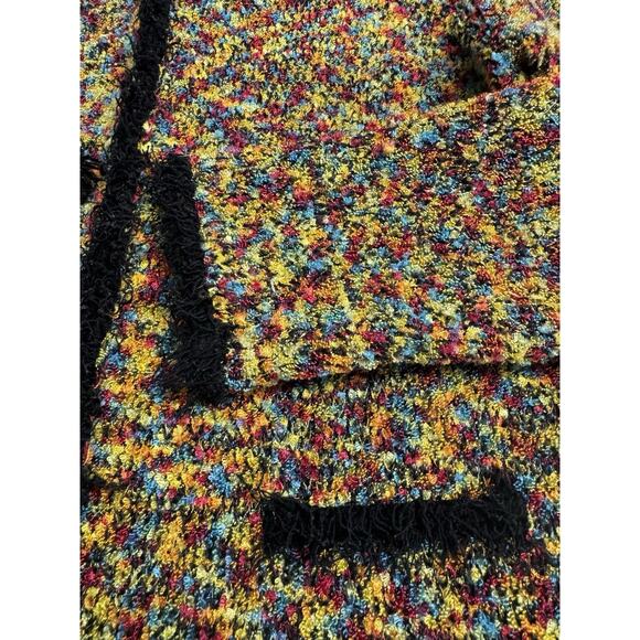 Marisa Christina Petite M Vintage Textured Cardigan Colorful Sweater Fringe PM - Picture 2 of 6